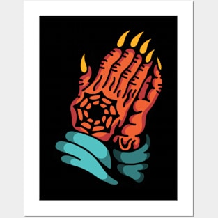 Devil hands pray Posters and Art